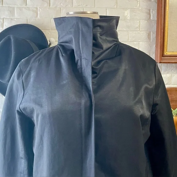 EILEEN FISHER Cotton Nylon Stand Collar Coat
Black Mid-Length Jacket Size M - Picture 7 of 16